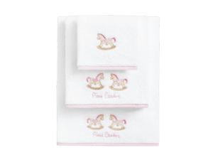 Pierre Cardin SIGNATURE set of 3 fine kids towels with embroidery, White & Light Pink